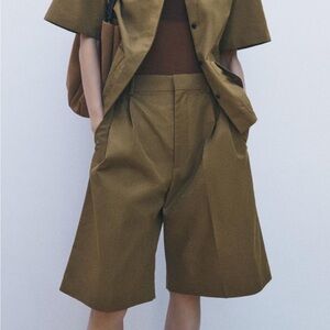 Zara Army Pleated Shorts